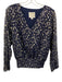 STS Sail to Sable Size XS navy & gold Polyester Blend Chiffon V Neck Top navy & gold / XS