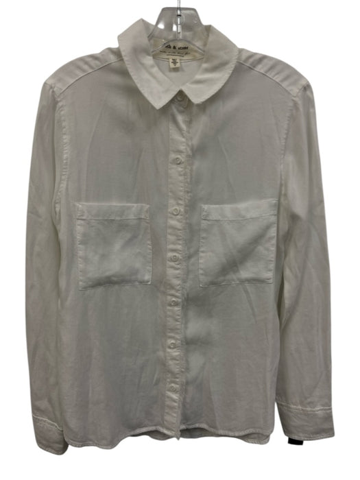 Cloth & Stone Size S White Tencel Blend Long Sleeve Button Up & Collar Top White / S