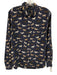 Rails Size S Navy, Cream & Taupe Washed Silk Long Sleeve Horses Patch Pocket Top Navy, Cream & Taupe / S