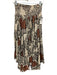 Anthropologie Size XXS Cream, Black & Brown Viscose Shirred Waist Abstract Skirt Cream, Black & Brown / XXS