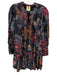 Farm Rio Size XS Black, Pink & Multi Viscose Long Balloon Sleeve V Neck Dress Black, Pink & Multi / XS