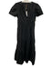 Quince Size S Black Cotton Short Sleeve Elastic Waist V Neck Maxi Dress Black / S