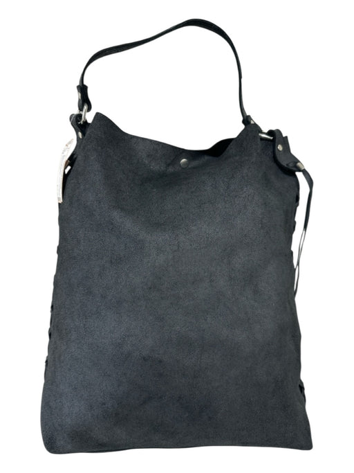 Gianni Notaro Black Leather Button Close Top Handle Slouchy Bag Black