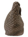 Falor Taupe Leather Woven Magnetic Clasp Top Handle Bag Taupe
