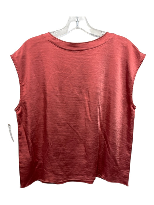 Lilla P Size M Salmon Pink Polyester Blend Satin Sleeveless Round Neck Boxy Top Salmon Pink / M