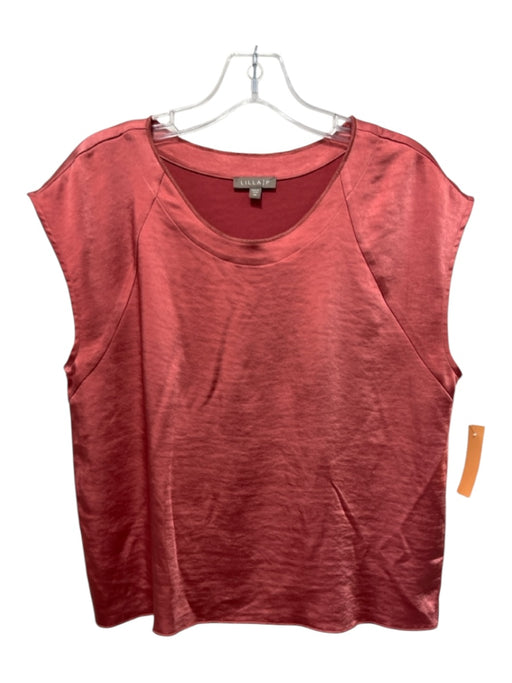 Lilla P Size M Salmon Pink Polyester Blend Satin Sleeveless Round Neck Boxy Top Salmon Pink / M