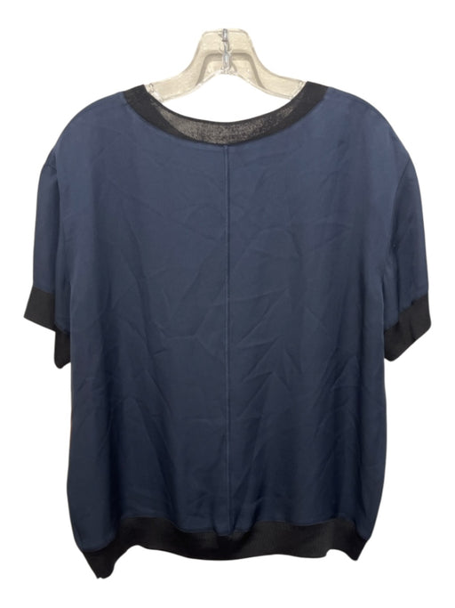 Vince Size M Navy Silk Round Neck Short Sleeve Top Navy / M