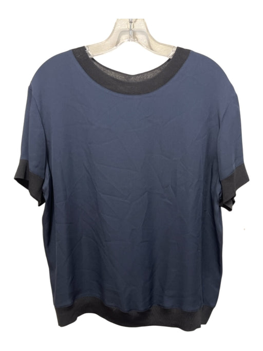 Vince Size M Navy Silk Round Neck Short Sleeve Top Navy / M