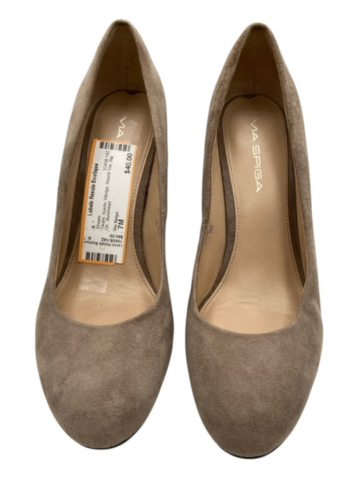 Via Spiga Shoe Size 7M Taupe Suede Wedge Round Toe Slip On Shoes Taupe / 7M