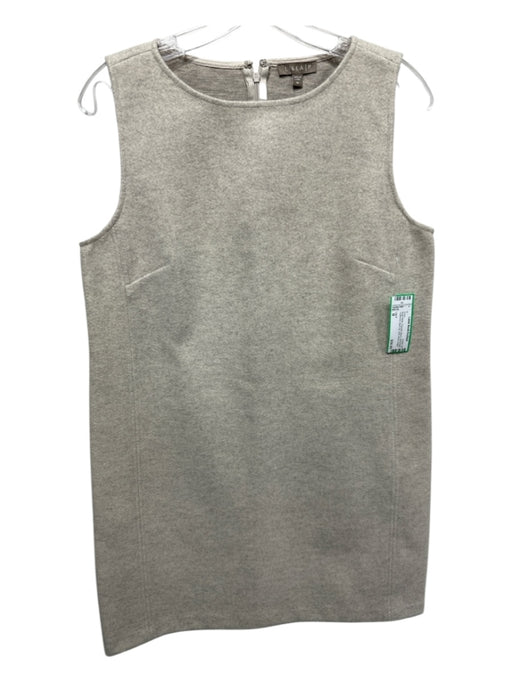 Lilla P Size M Beige White Polyester Blend Sleeveless Heathered Back Zip Dress Beige White / M