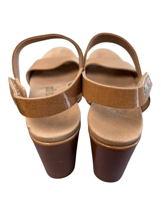 Pedro Garcia Shoe Size 36 Tan Patent Leather Open Toe & Heel Velcro Sandal Shoes Tan / 36