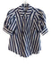 Tanya Taylor Size 4 Blue & White Cotton Short Puff Sleeve Wide Stripe Top Blue & White / 4