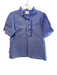 Sundays Size Small Light Blue Linen Short Sleeve Ruffle Detail Half Button Top Light Blue / Small