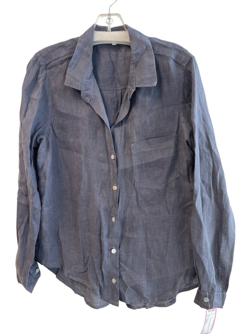 Bella Dahl Size Medium Gray Linen Long Sleeve Button Down Collared Top Gray / Medium