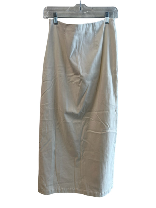 By Anthropologie Size 4 Ivory Cotton Blend Side Zip seam detail High Slit Skirt Ivory / 4