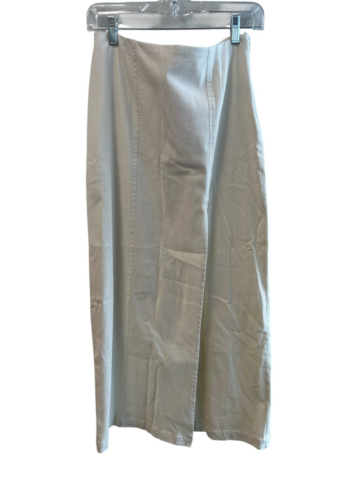 By Anthropologie Size 4 Ivory Cotton Blend Side Zip seam detail High Slit Skirt Ivory / 4