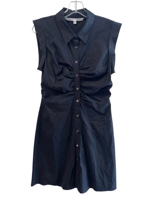 Veronica Beard Size 6 Black Cotton Blend Sleeveless Button Down Collared Dress Black / 6