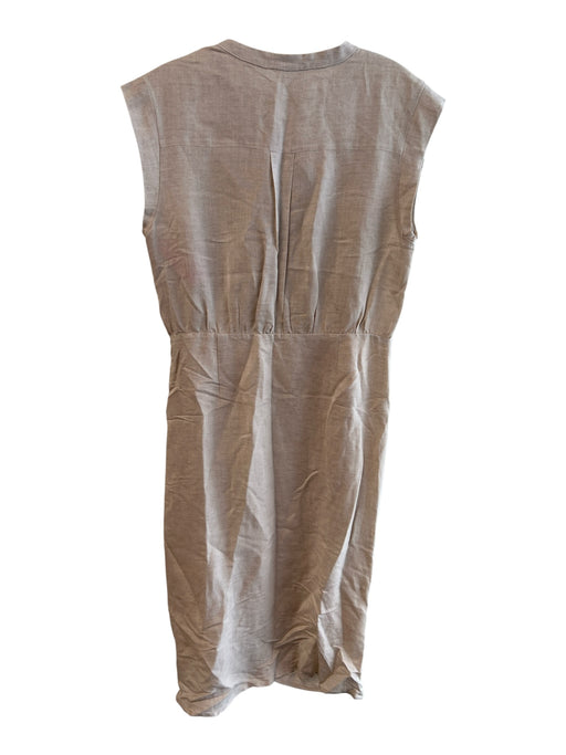 Sugar + Lips Size Medium Oatmeal Linen Blend Sleeveless Round Split Neck Dress Oatmeal / Medium