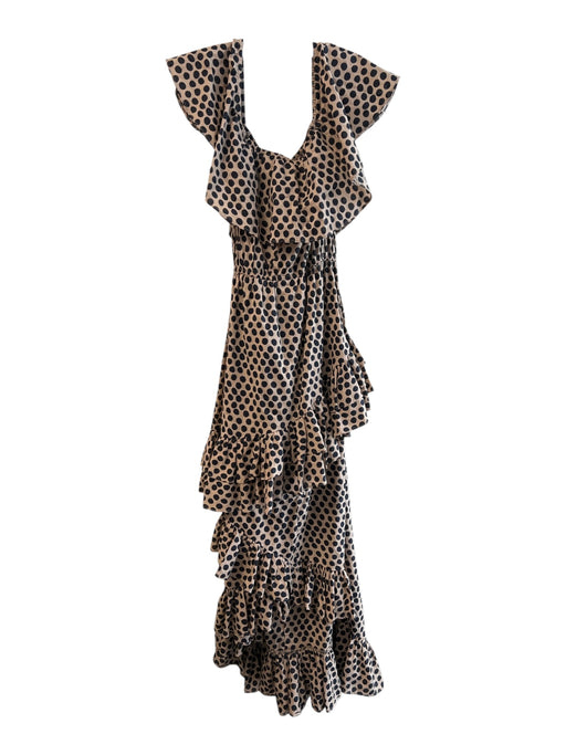 Rhode Resort Size Small Tan & black Cotton Polka Dots Off Shoulder Dress Tan & black / Small
