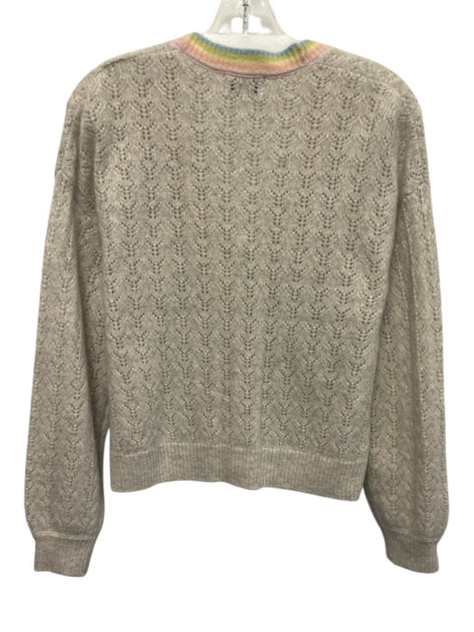 27 Miles Size S Beige Multi Cashmere Open Knit Button Front Cardigan Beige Multi / S