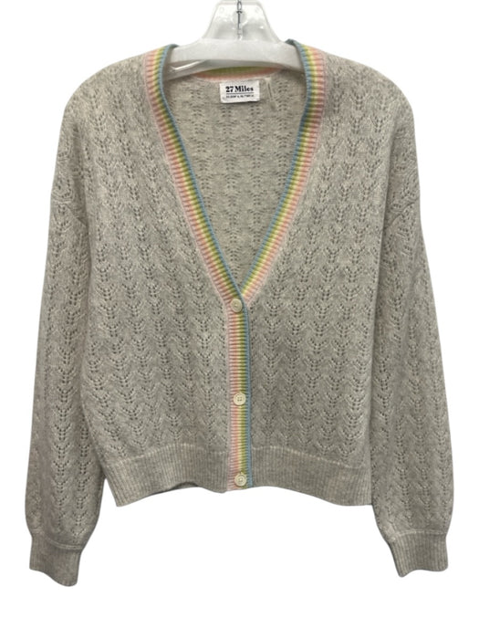 27 Miles Size S Beige Multi Cashmere Open Knit Button Front Cardigan Beige Multi / S