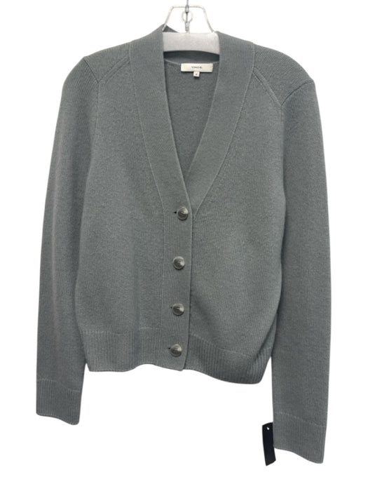 Vince Size M Grey Cashmere Button Front Long Sleeve V Neck Cardigan Grey / M