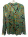 L'agence Size S Green Multi Silk  Accordion Pleat V Neck Long Sleeve Printed Top Green Multi / S