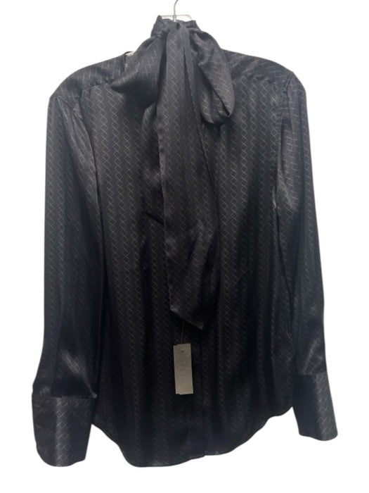 Equipment Femme Size S Black Silk Printed Tie belt Button Front Top Black / S