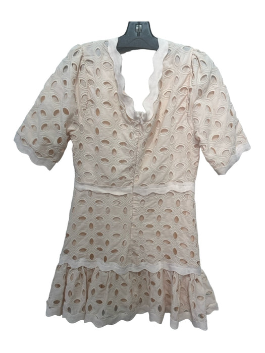 Just Me Size Medium Peach Cotton Short Sleeve Eyelet Scalloped Tiered Dress Peach / Medium