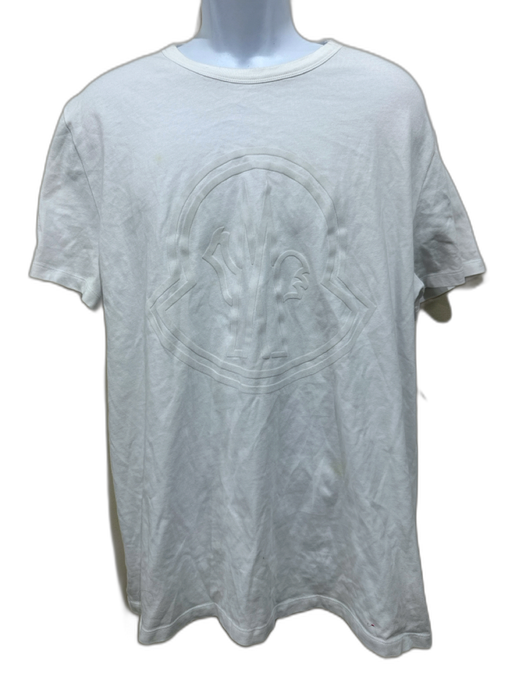 Moncler Size XXL White Cotton Blend logo T shirt Crew Men's Short Sleeve White / XXL