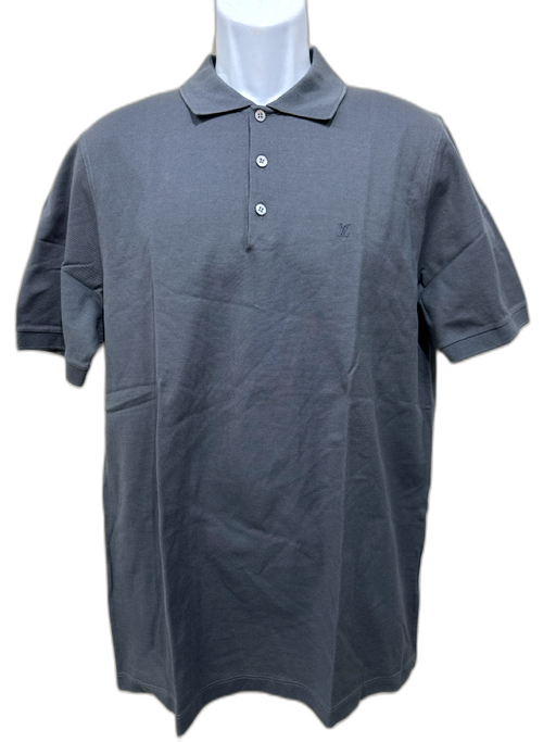 Louis Vuitton Size 3L Gray Cotton Solid Polo Men's Short Sleeve Gray / 3L
