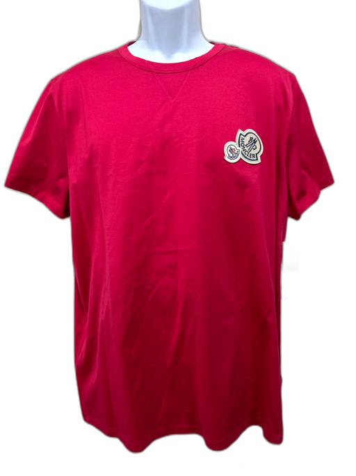 Moncler Size L Pink Cotton Solid T shirt Crew Men's Short Sleeve Pink / L