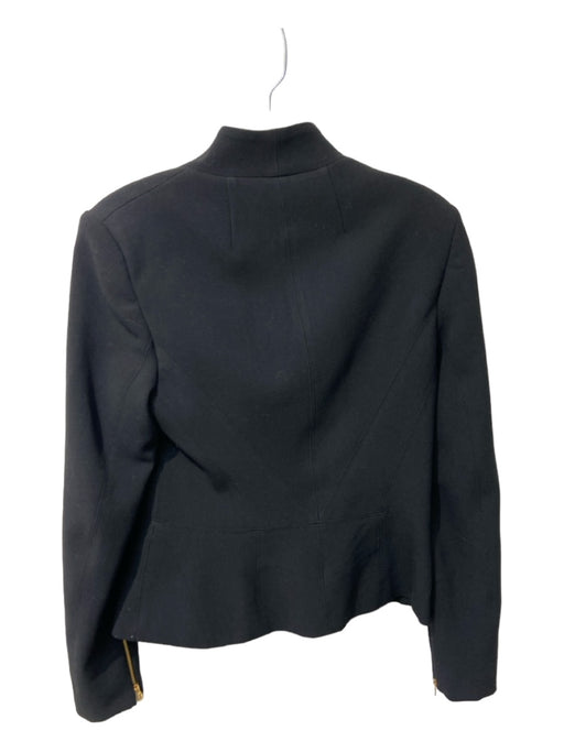 L'agence Size 6 Black Polyester & Viscose Zip Up Shoulder Pads Jacket Black / 6