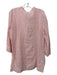Calypso Size S Pale Pink Linen V Neck 1/4 Button Embroidered Long Sleeve Top Pale Pink / S