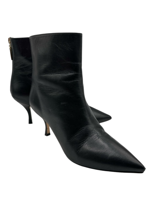 Stuart Weitzman Shoe Size 9 Black Leather Pointed Toe Back Zip Stiletto Booties Black / 9