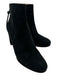 Stuart Weitzman Shoe Size 8.5 Black Suede Almond Toe Block Heel Back Zip Boots Black / 8.5