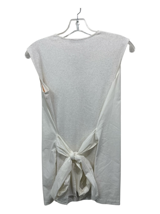 Fabiana Filippi Size S White & Beige Cotton Sleeveless V Neck Sash Attached Top White & Beige / S