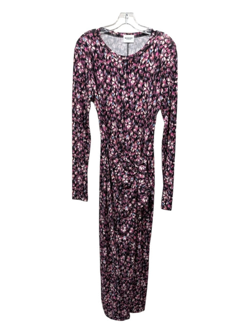 Marant Etoile Size 40 Black, Pink, Multi Viscose Abstract Print Leg Slit Dress Black, Pink, Multi / 40