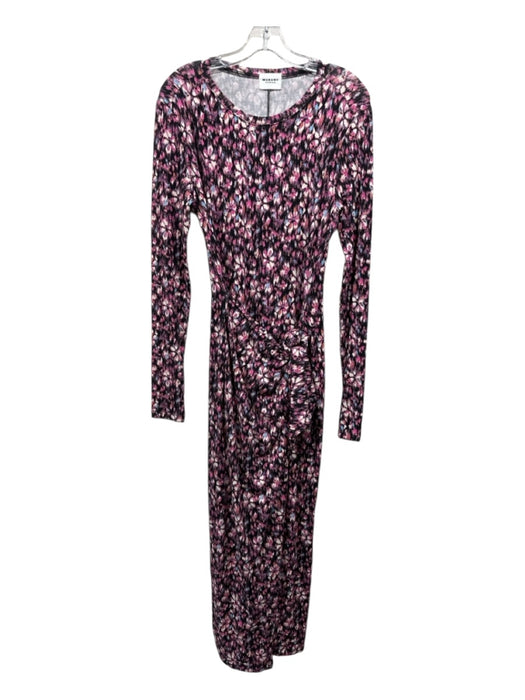 Marant Etoile Size 40 Black, Pink, Multi Viscose Abstract Print Leg Slit Dress Black, Pink, Multi / 40