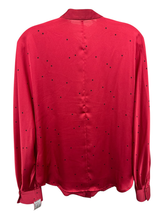 Equipment Size M Red & Black Polyester Silk Feel Star Print Button Front Top Red & Black / M