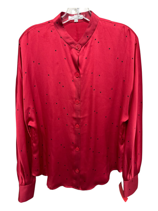 Equipment Size M Red & Black Polyester Silk Feel Star Print Button Front Top Red & Black / M
