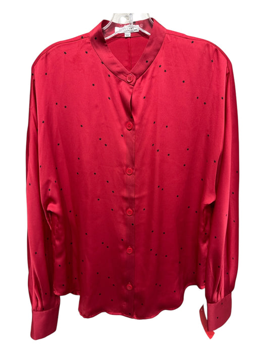 Equipment Size M Red & Black Polyester Silk Feel Star Print Button Front Top Red & Black / M