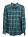 Abbey Glass Size M Green & Purple Cotton & Polyester Flannel Plaid Collared Top Green & Purple / M