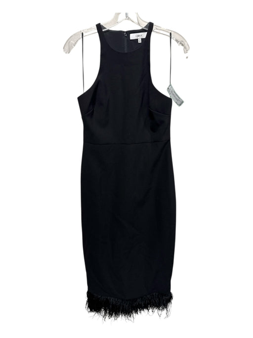 Likely Size 6 Black Polyester Blend Sleeveless Feather detail Back Zip Dress Black / 6
