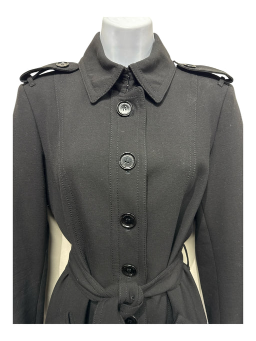 Burberry London Size 10 Black Polyester Blend Button Up Front Pockets Coat Black / 10