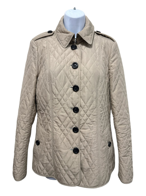 Burberry London Size 8 Beige Polyester Diamond Stitching Button Up Jacket Beige / 8