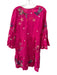 Johnny Was Size M Hot Pink & Multi Linen Embroidered V Neck Long Sleeve Dress Hot Pink & Multi / M