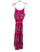 J.Marie Size M Hot Pink & Multi Rayon embroidered stripe Spaghetti Strap Dress Hot Pink & Multi / M