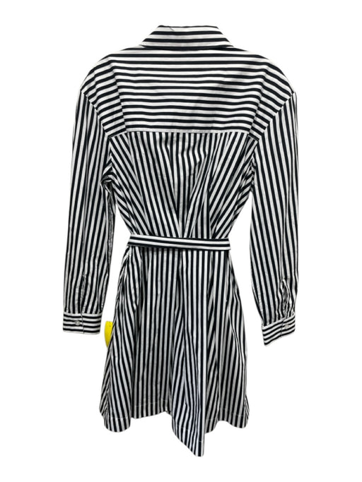 Toccin NY Size 8 Black & White Cotton Striped Long Sleeve Button Front Dress Black & White / 8