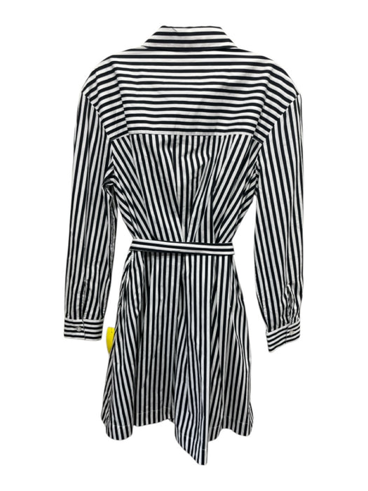 Toccin NY Size 8 Black & White Cotton Striped Long Sleeve Button Front Dress Black & White / 8